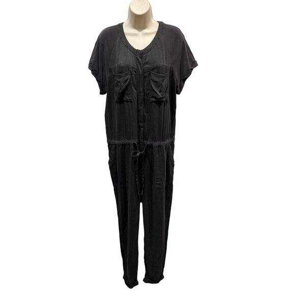 Free People Women Gray Jumpsuit Small Short Sleeve Pockets Button Front Casual - Picture 1 of 12